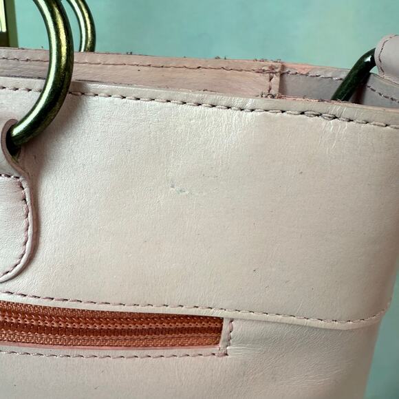 Anuschka Pink Painted & Embroidered Leather Zip Top Tote Crossbody Purse - Picture 7 of 10